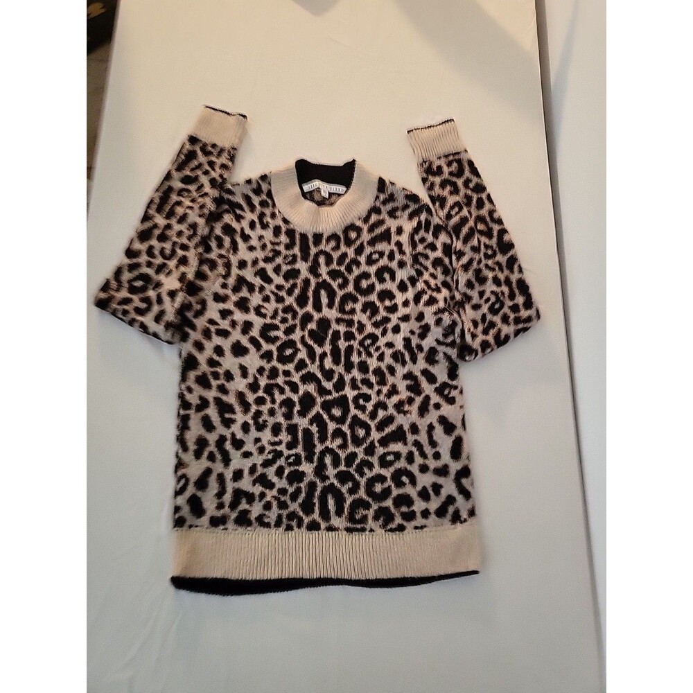 Veronica Beard Leopard PrintSweater Women Small Multicolor Marino Wool Blend